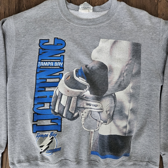Vintage Lee Sport Tampa Bay Lightning Sweatshirt Mens Medium Hockey NHL 90s - Picture 6 of 8